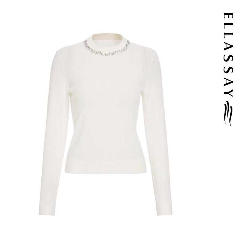ELLASSAY Women's Merino Wool Beaded Knit Sweater