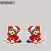 2D Flat Christmas Cartoon Christmas Costumes Hat Dog Double-sided Pattern Earrings Jewelry Gift for Women Female