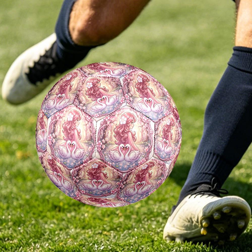1pc Swan Princess Garden Themed Soccer Ball, Size 5, Lightweight PVC Material, Outdoor Training Soccer Ball Gift. q62210