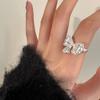 Light Luxury Exquisite Micro Zircon Diamond Matte Bow Open Ring Female Index Finger Ring Ins Niche