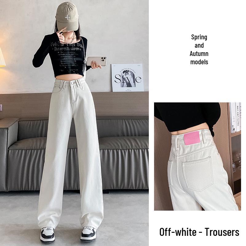 

Женские ретро джинсы-флис с высокой талией длиной до пола – Приталенные широкие брюки, Узкие прямые брюки, Универсальные для осени и зимы. Small