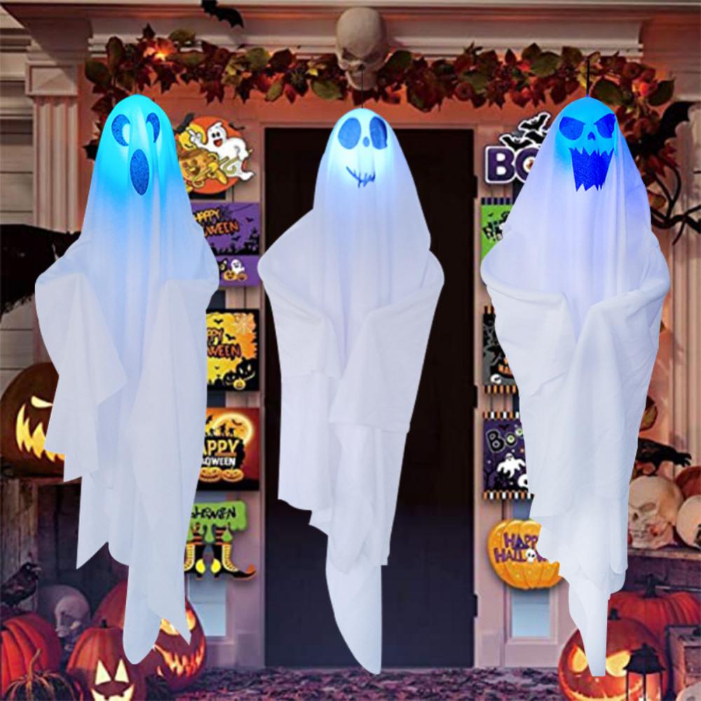 Halloween Ghost Hanging Decorations Halloween Hanging Light Up White Flying Ghosts Tree Window Wall Scary Ornament 65*60cm