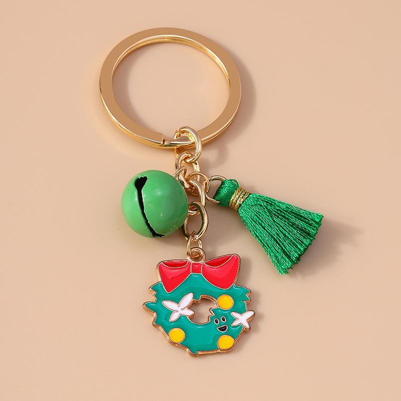 Pretty Christmas Santa Claus Snowflake Keychain Women Girls Tassels Key Ring Pendant for Handbag Decor DIY Key Chain Gift