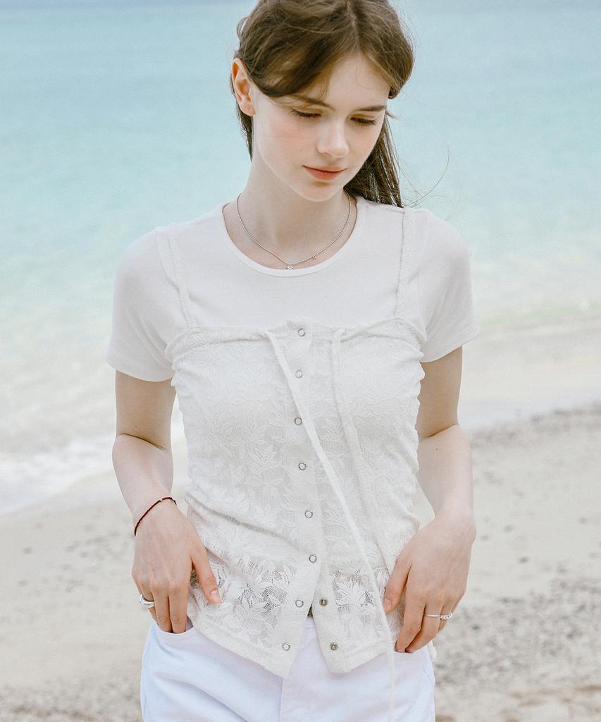 LETTER FROM MOON Ginger Flower Sleeveless Top (Cream)
