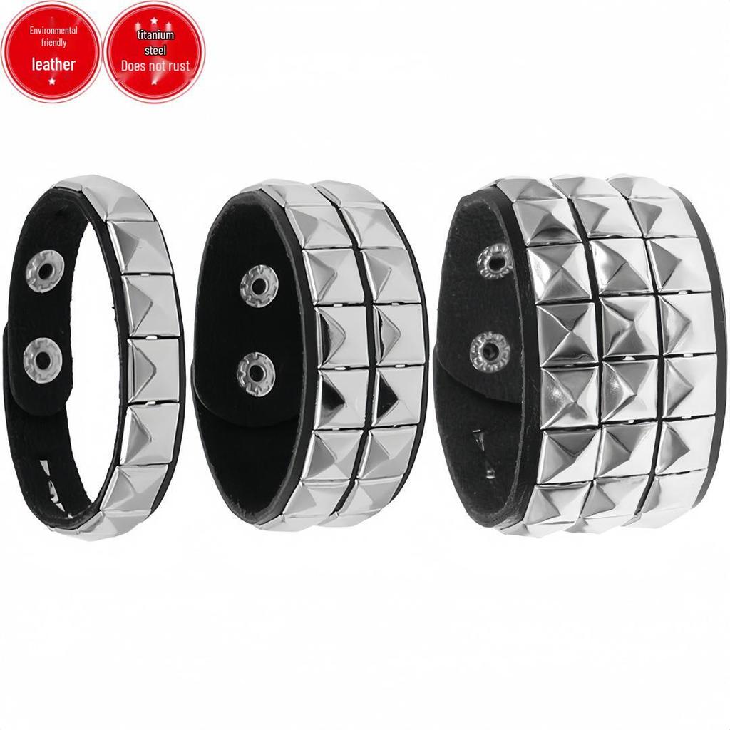 European & American Punk Street Style Rivet Leather Couple Bracelet for Nightclubs