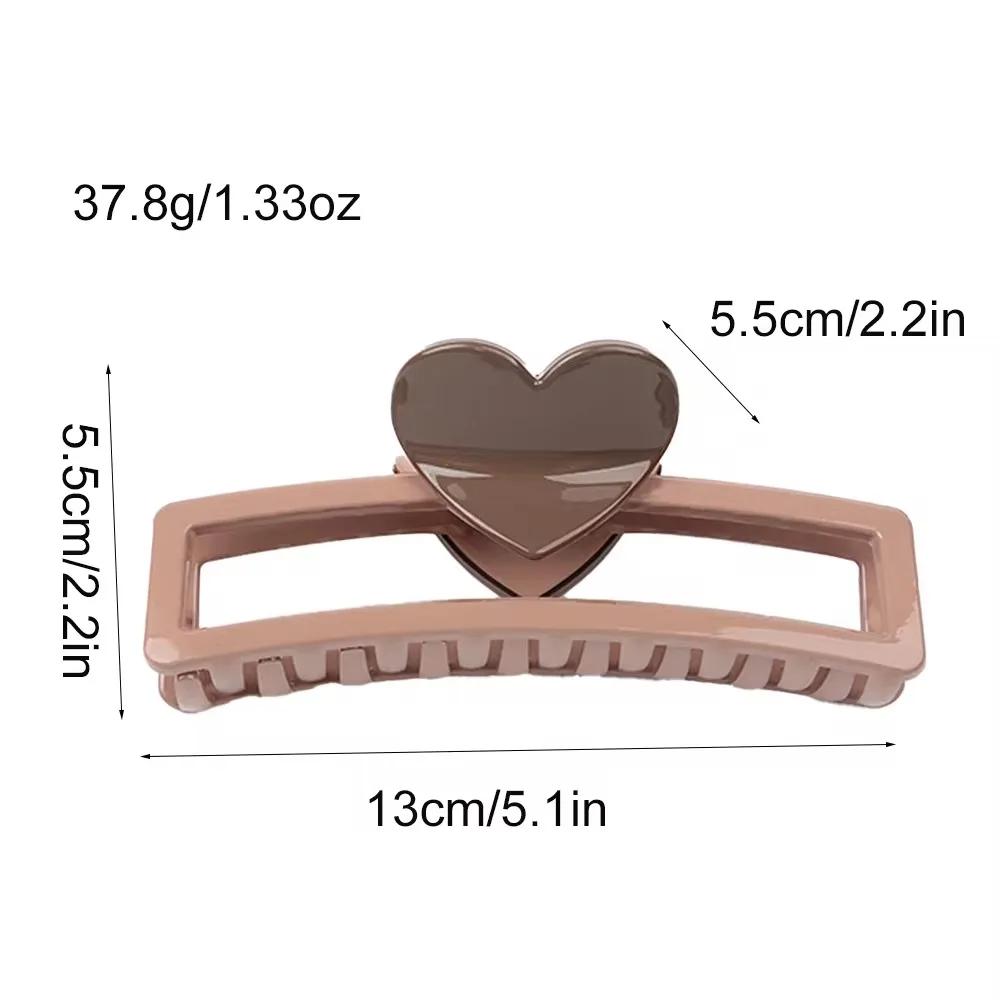 5.1in/3.3in Dopamine Colorful Love Heart Geometric Hair Claw for Women Large Size Shark Clip Thick Thin Hair Accessories Summer