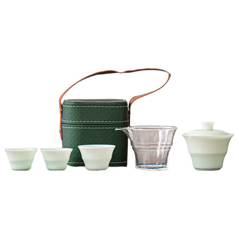 Sushi Ceramics Bamboo Travel Tea Set