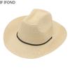New Western Cowboy Straw Hat For Men Solid Curling Brim Beach Sun Hats Summer Women Panama Cowgirl Jazz Caps