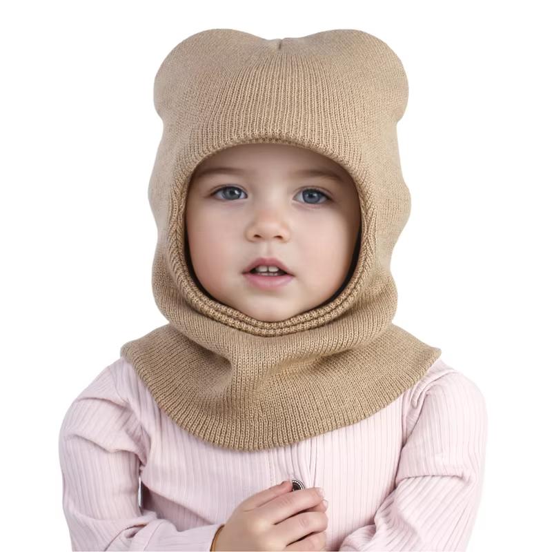 Winter Baby Balaclava Hat Warm Knitted Woolen Beanie Cap Scarf One-Piece Kids Ear Protection Hat Toddler Neckerchief