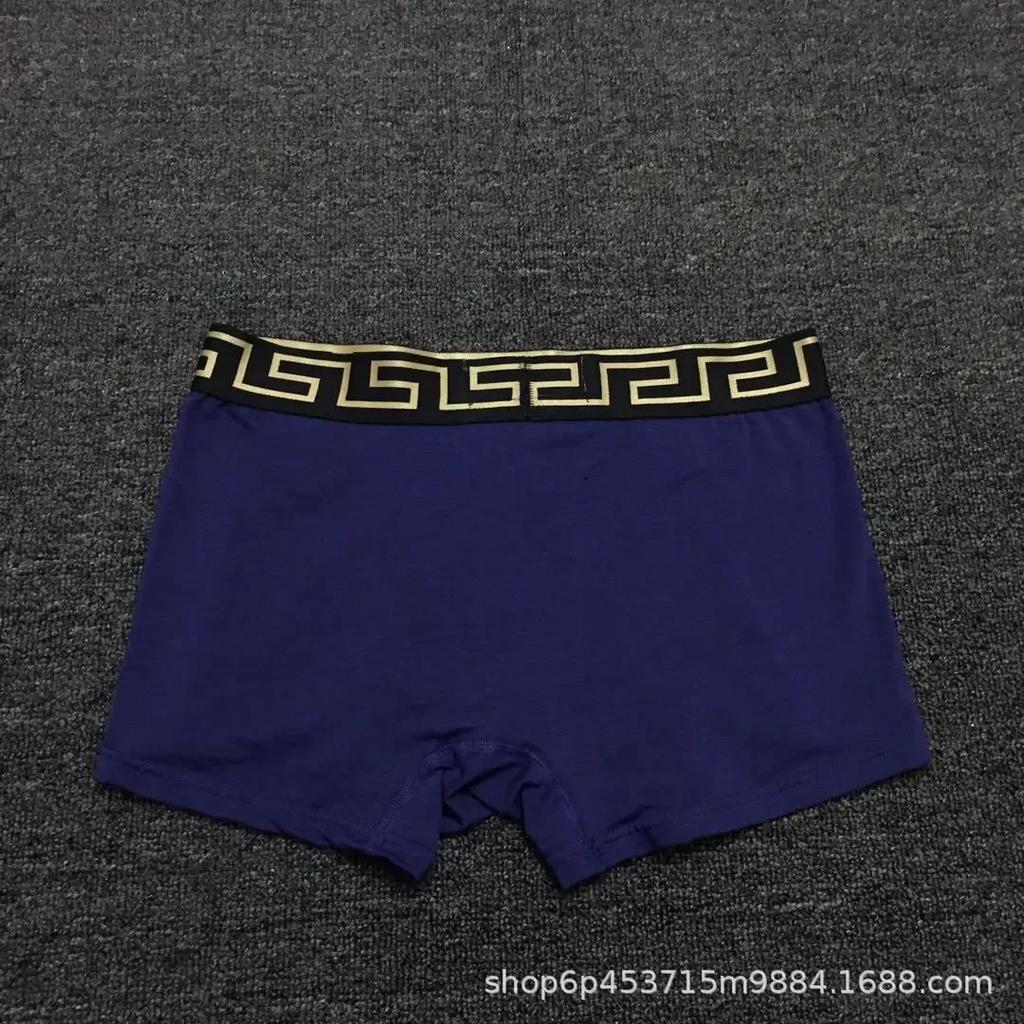 Trendige Herren-Boxershorts aus reiner Baumwolle, atmungsaktiv, mit goldenen Akzenten