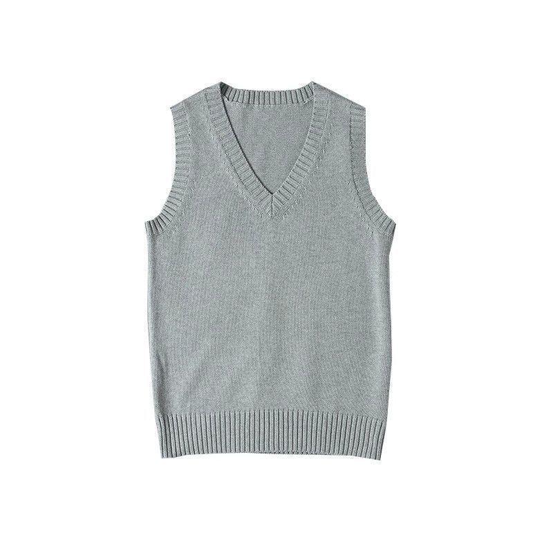 Women’s Grey Knit Vest - Japanese Academy Style School Uniform Top