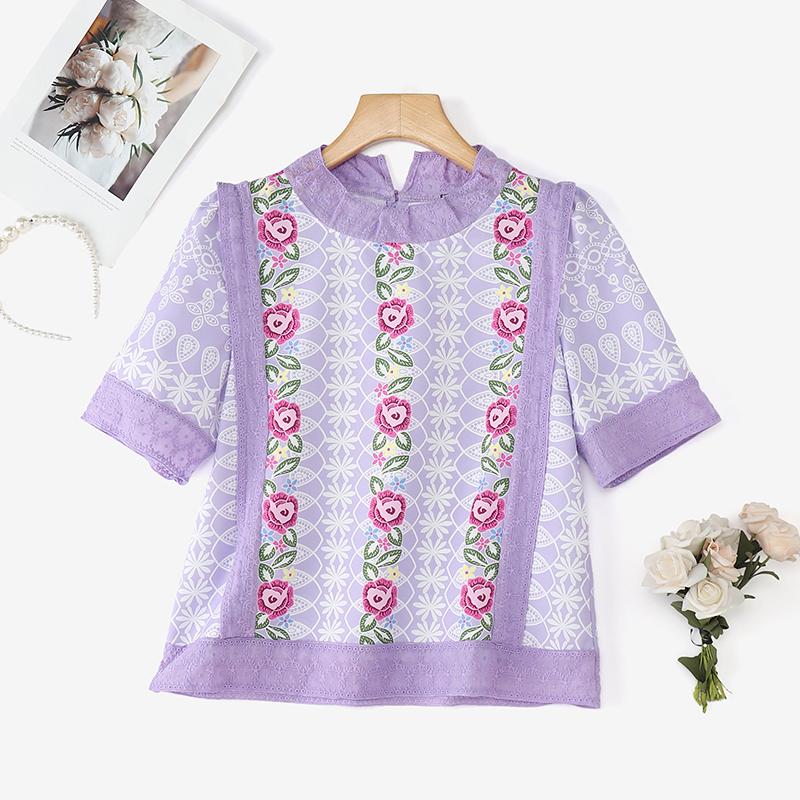 ZANZEA Women Casual Round Neck Summer Short Sleeve Floral Blouse