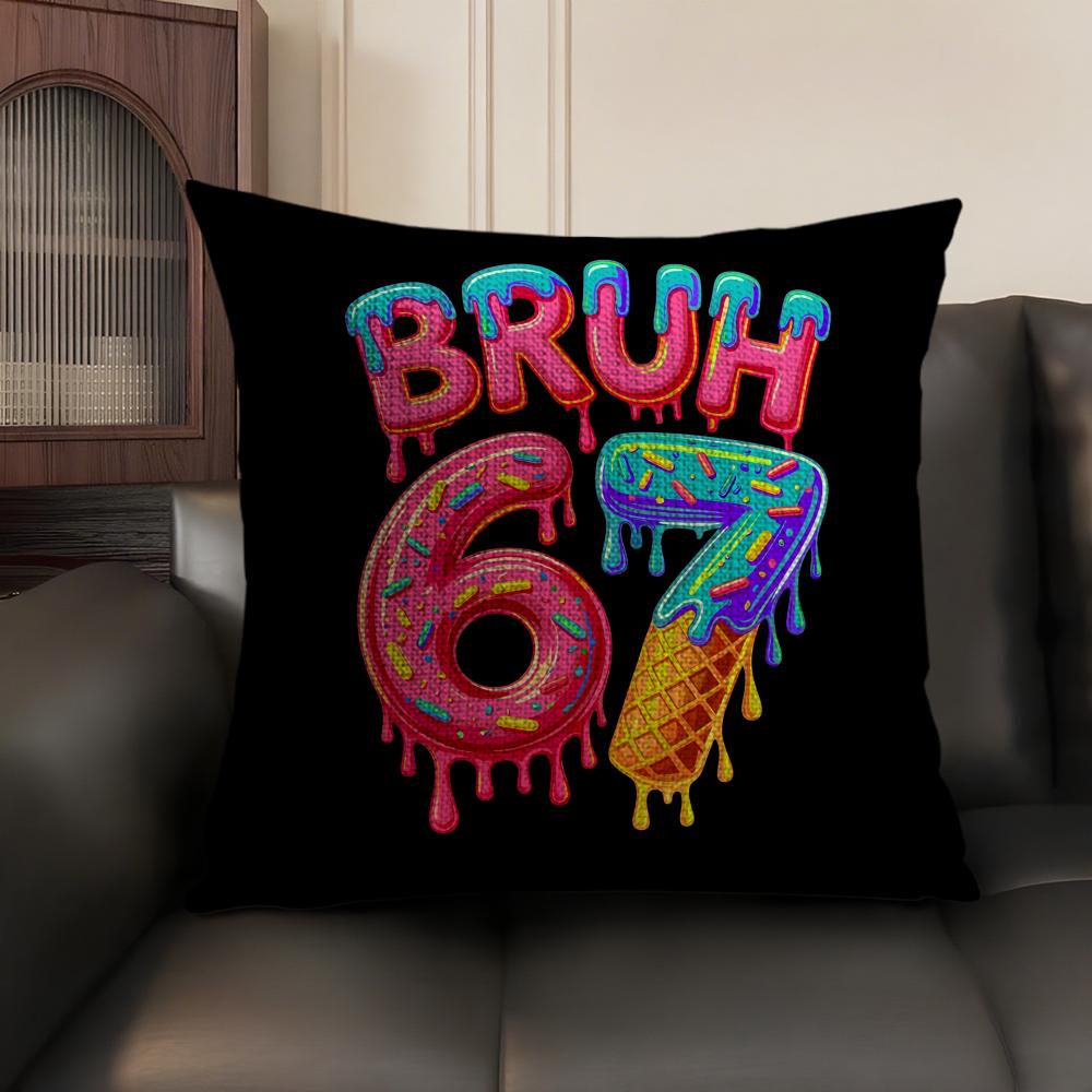 67 Six Seven Cushion Cover Natural Linen Organic Fabric DoubleSided Printing Sofa Home Decor Breathable Environmentally