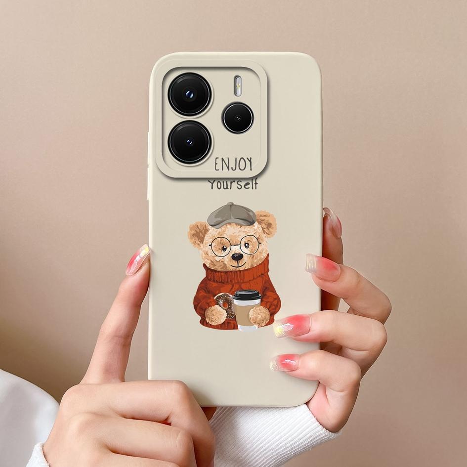 Case For Redmi Note 11 12 14 12R 11E 11T 14S 12S 11S 12Turbo Pro Plus 4G 5G Lovely Bear Pattern High Quality Anti Slip Silicone Housing For Redmi Capa