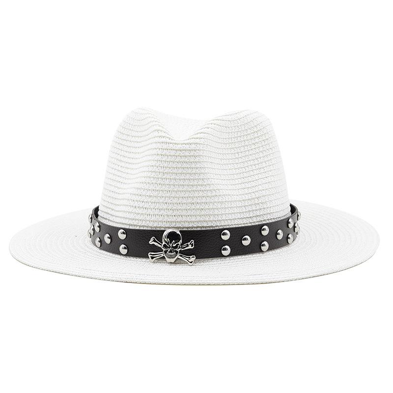 Men and women's new belt decoration outdoor travel seaside sunshade sun protection straw hat spring and summer British style jazz hat