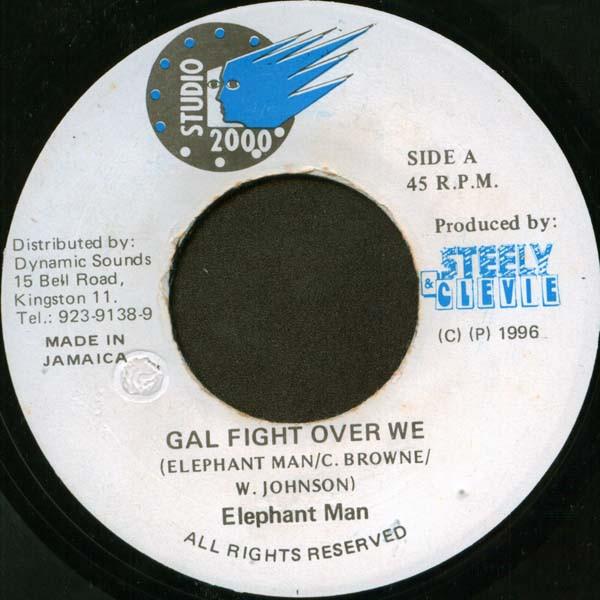 7inch Record ELEPHANT MAN - Gal Fight Over We NONE Studio 2000 1996 Jamaica Reggae, Ska & Dub Used