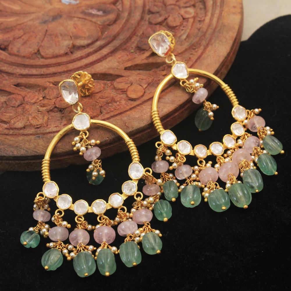 

Серьги Kundan Polki Chandbali с золотой отделкой из стерлингового серебра