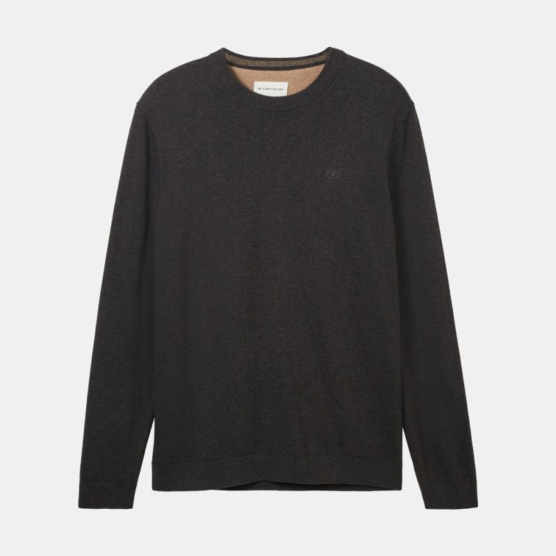 Pull turquoise blue melange 1039805055 Homme TOM TAILOR