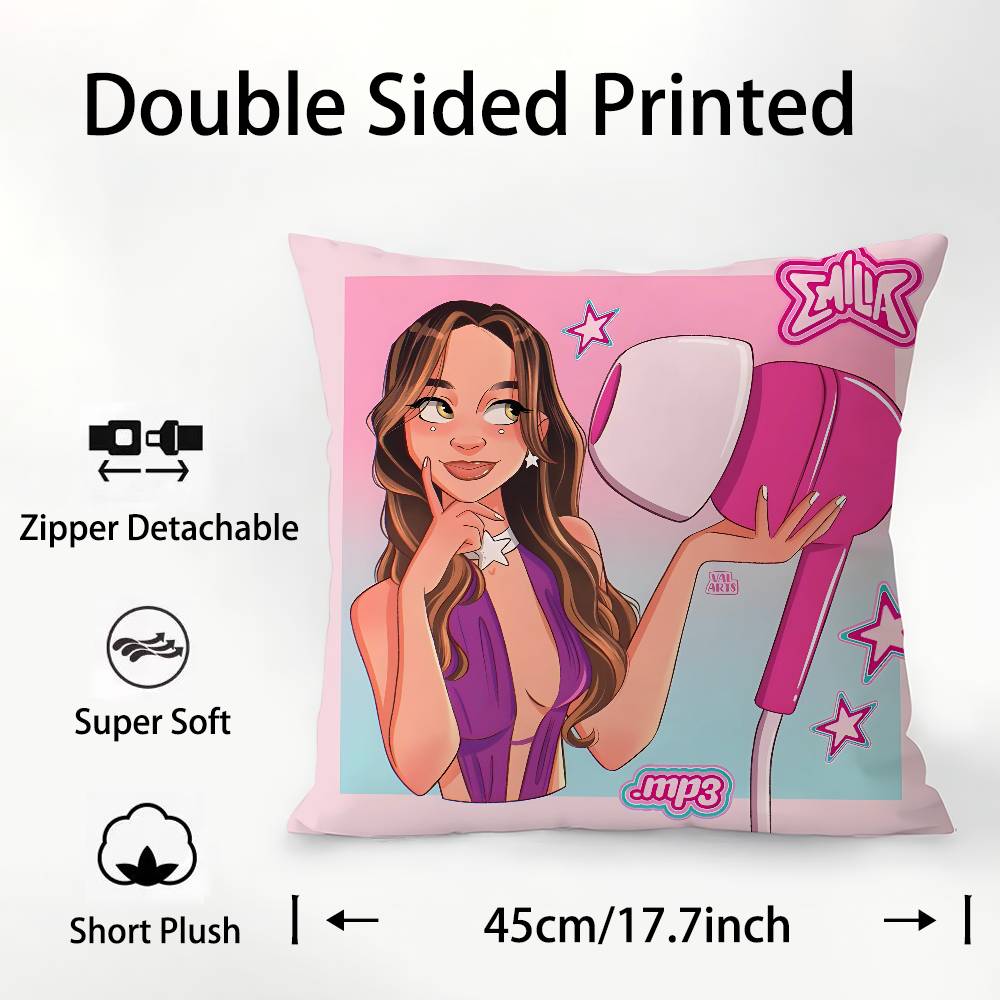 Singer Emilia Mernes Mp3 Pillow Case Plush Fabric Soft Pillowcase Double Sided Print Cushion Cover Household Gifts