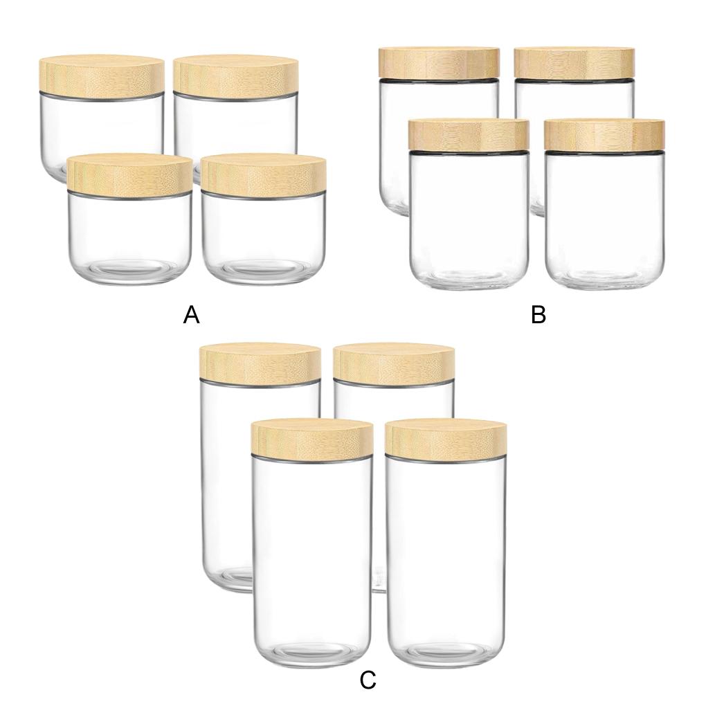 4piece Glass Spice Containers Set For Organized Kitchen Storage Solutions 10 Oz Containers With Lids