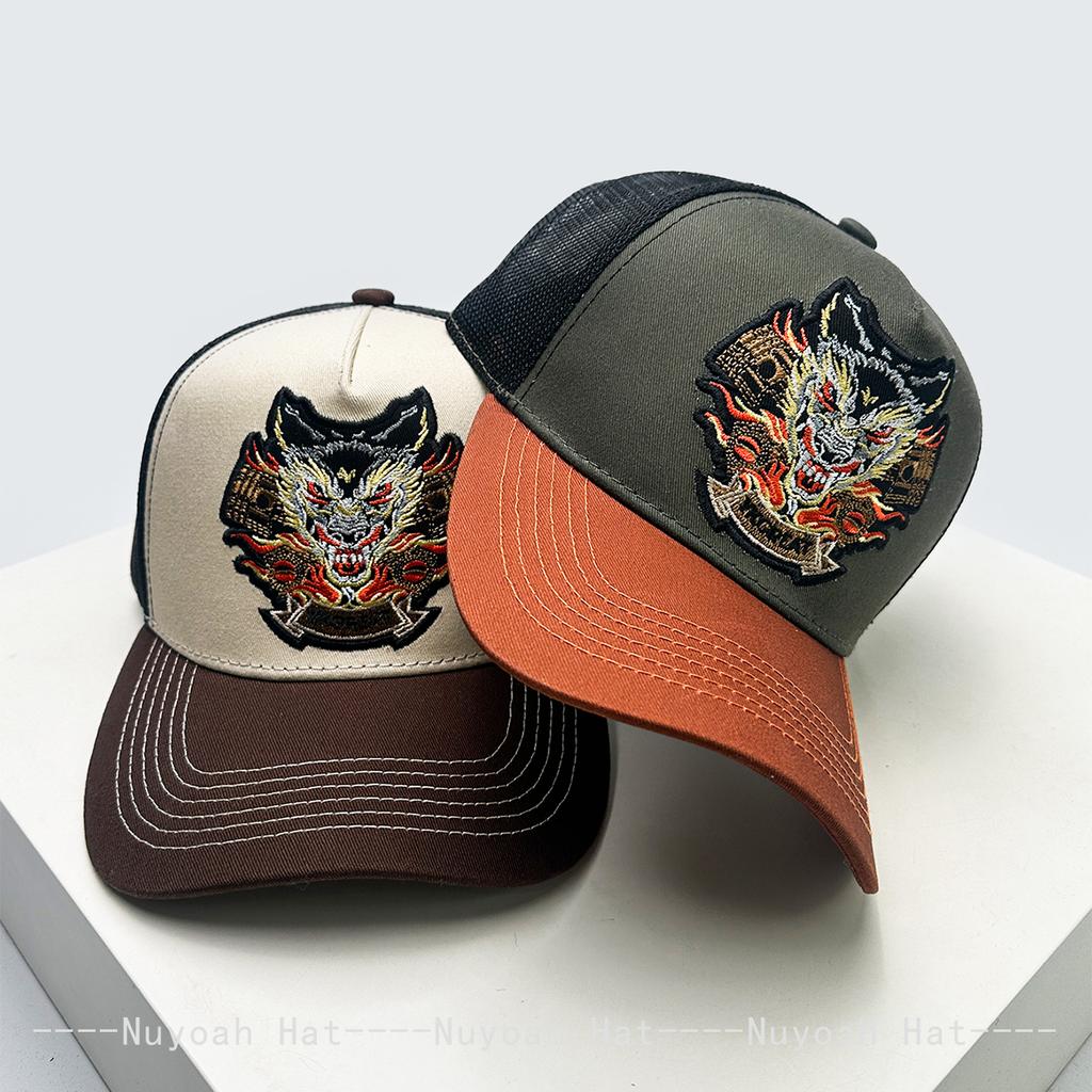 Baseball Head Dragon Stitched Stitching Embroidered Chic China Women Men For Neutral Gender Fresh Caps Peaked Hats Breathable Mesh Sunshade Color