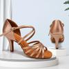 Buty do tańca latynoamerykańskiego dla kobiet, dorosłych, z miękkiej skóry, międzynarodowe standardowe buty do tańca, Tango, Salsa, buty na imprezę, na obcasie 8 cm