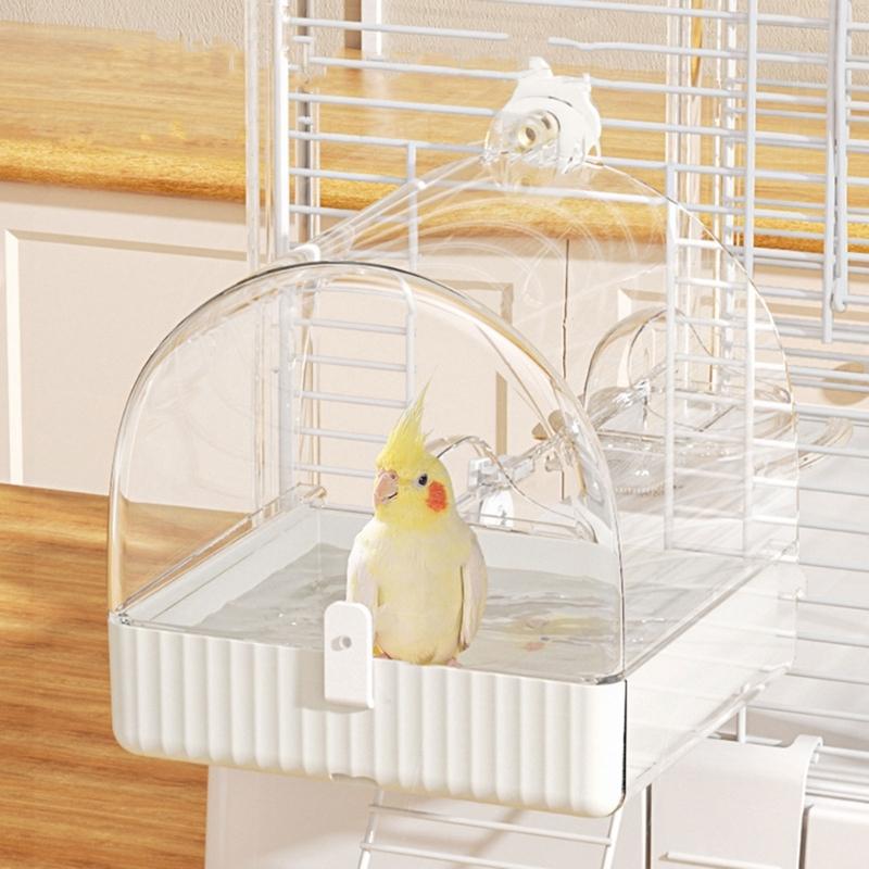 Pet Bird Bath Tub Clear Bathing Tub Parrot Bathtub Parrot Shower Box Bathtub with Bottom Drawer 7''