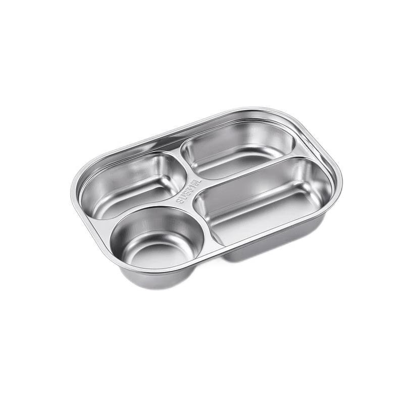 Jiyoushi 316 Stainless Steel 4-Compartment Divided Meal Tray