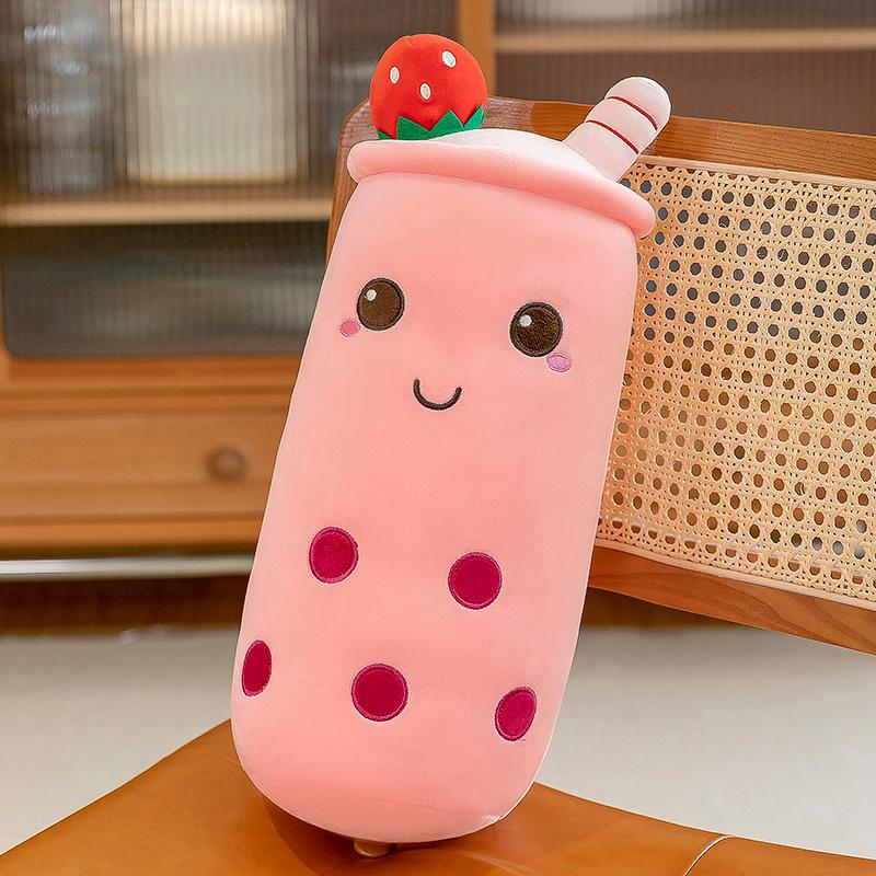 Long Cute Fruit Milk Tea Cup Plush Toy Figurine Throw Pillow Doll Rag Baby Pregnancy Pillow Valentine's Day Gift For Kids Decor