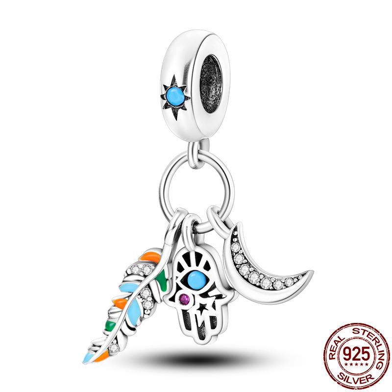 S925 Sterling Silver Luminous Colorful Fireflies Charms Fit  Bracelet Bead DIY Jewelry For Women Gift Hot Sale