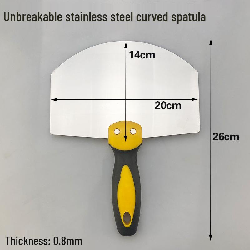 Stainless Steel Gray Curved Fan-Shaped Spatula and Putty Scraper with Thickened Handle - Free Shipping