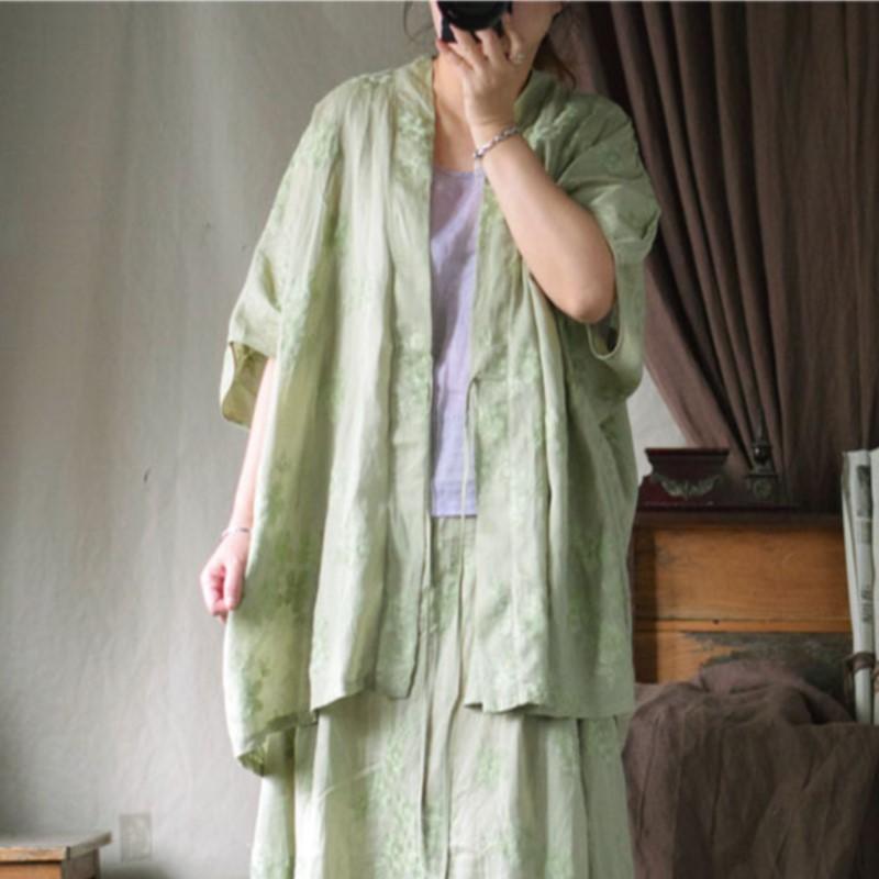 Johnature Women Vintage Embroidery Floral Chinese Style Belt Spring Women High Quality Coats