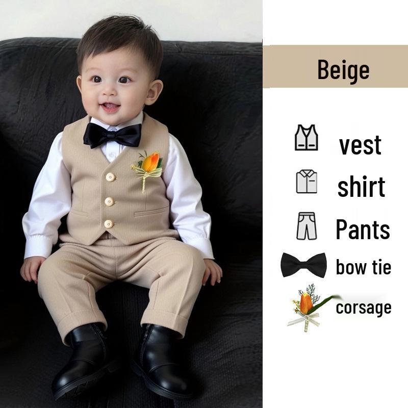 Jungen Anzug Frühling/Herbst: Erste Geburtstagsfeier Baby Formelle Kleidung, Britischer Stil Pageboy, Hochzeitsgast, Aufführungskostüm
