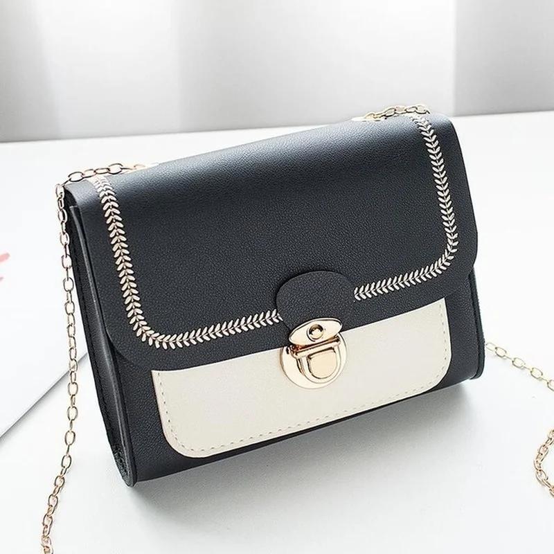 1 Pcs New Korean Style New Fashion Small Square PVC Bag Versatile Ins Color Block Single Shoulder Crossbody Chain for Women's