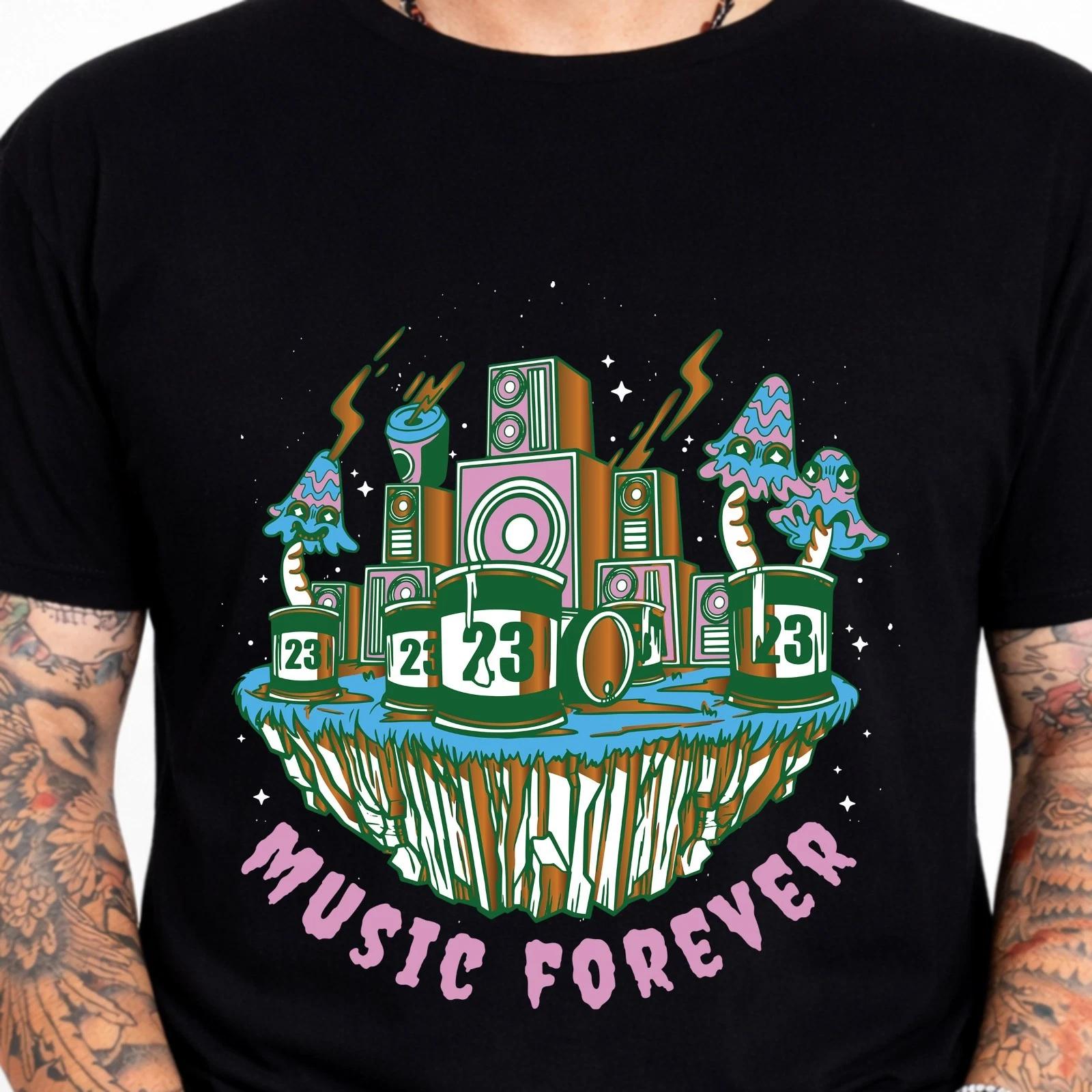 Musicever Speakers Mushroom Graphic T-Shirt Trippy Psychedelic Rave Festival S
