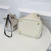 2024 Cowhide Lychee Pattern Vegetable Basket with Gold Hardware and Button - Mother-and-Child Bucket Handbag