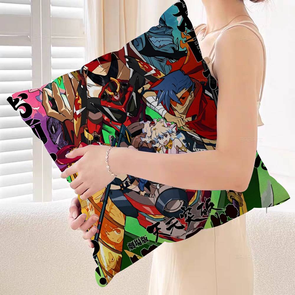 Anime Tengen Toppa GurrenLagann Cushion Cover Car Throw Pillow Case For Sofa Car Christmas Gift 40x40cm 45x45cm