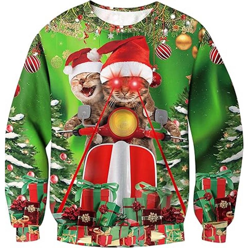 

Забавный графический свитер с альпакой, уродливый рождественский свитер, модные толстовки с домашними животными, кошками, собаками для женщин, одежда, рождественские пуловеры с круглым вырезом, топы S