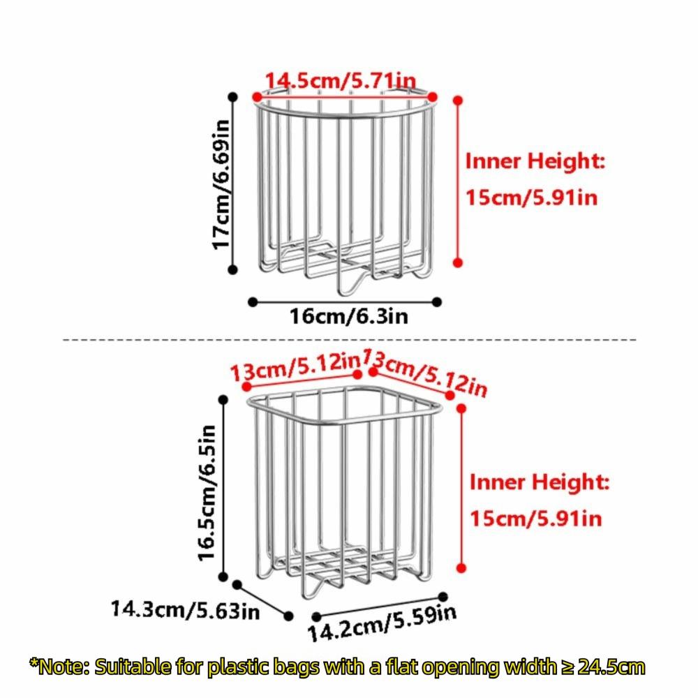 Multifunctional Trash Bag Holder Stainless Steel Rubbish Drain Basket  Organizational Tool