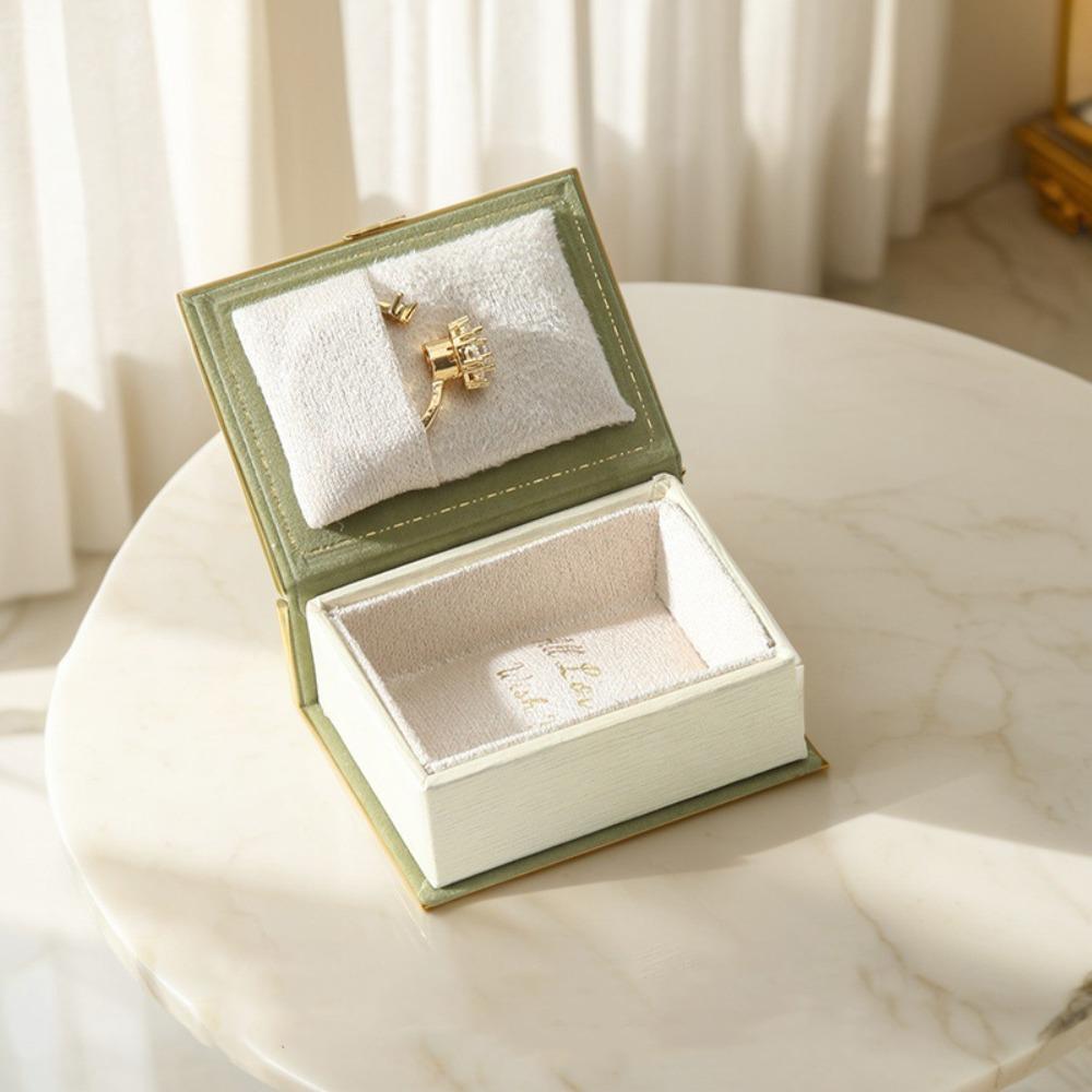 Creative Engagement Ring Case Velvet Jewelry Packaging Durable Book Shape Ring Box  Travel