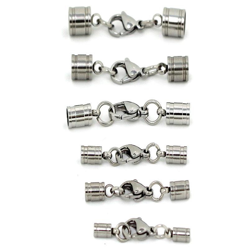 

5 Set Stainless Steel Cord End Caps with Lobster Clasp Connectors 2/2.5/3/4/5/6mm for DIY Necklace Jewelry Making Findings 2mm hole