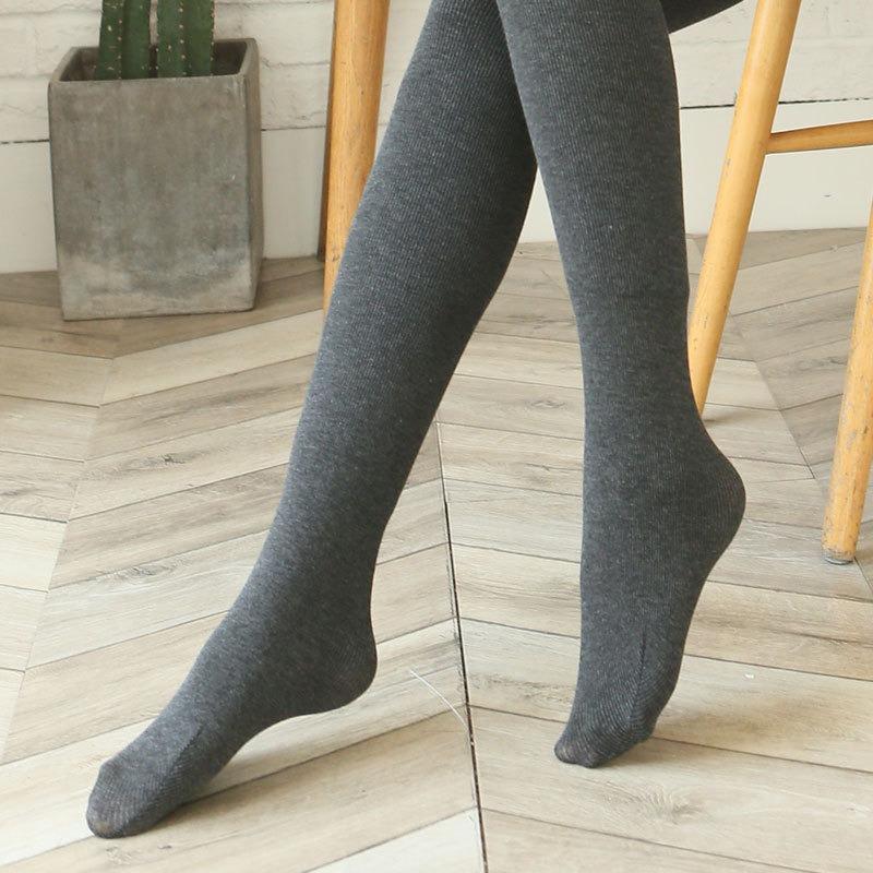 Autumn and Winter Fleece Thickened Threaded Cotton Vertical Striped Leggings, Foot-stepping Thermal Pants, Women's Integrated Pants