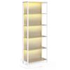 Półka na książki LED - Naturalny Beż - 6 Poziomów - Regulowane Oświetlenie - Stalowa Rama - 12" x 23" x 70"