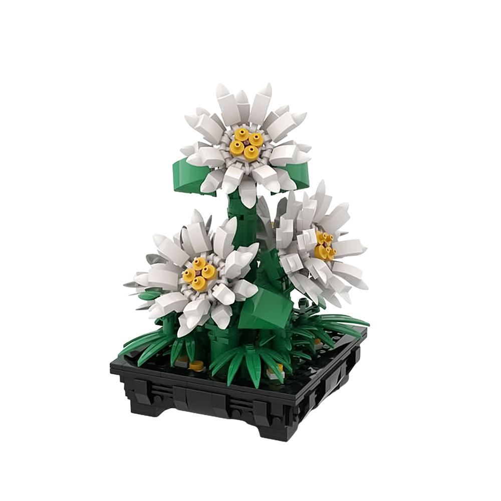 Gobricks MOC Daisies Bouquet Bricks Office Home Decoration Potted Daisies Garden House Plant Assembly Building Blocks Toys Gift