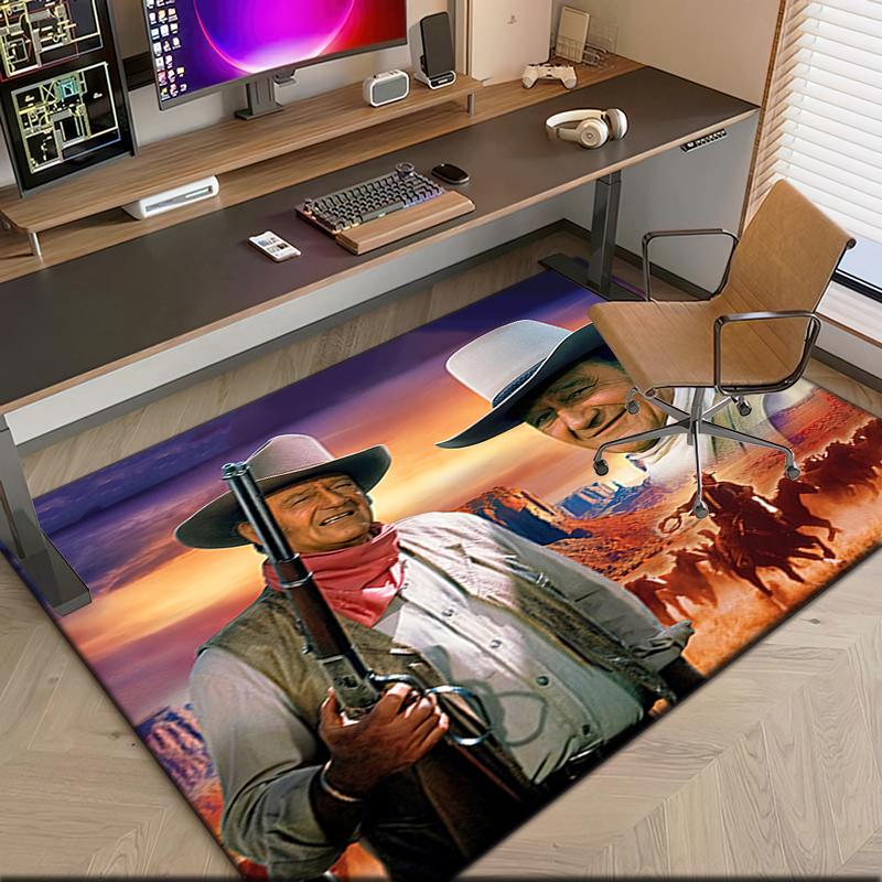 1pc John Wayne's Western Cowboy Trail Carpet Rug for Living Room Bedroom Home Sofa Decoration,Kids play Non-slip Floor Mat