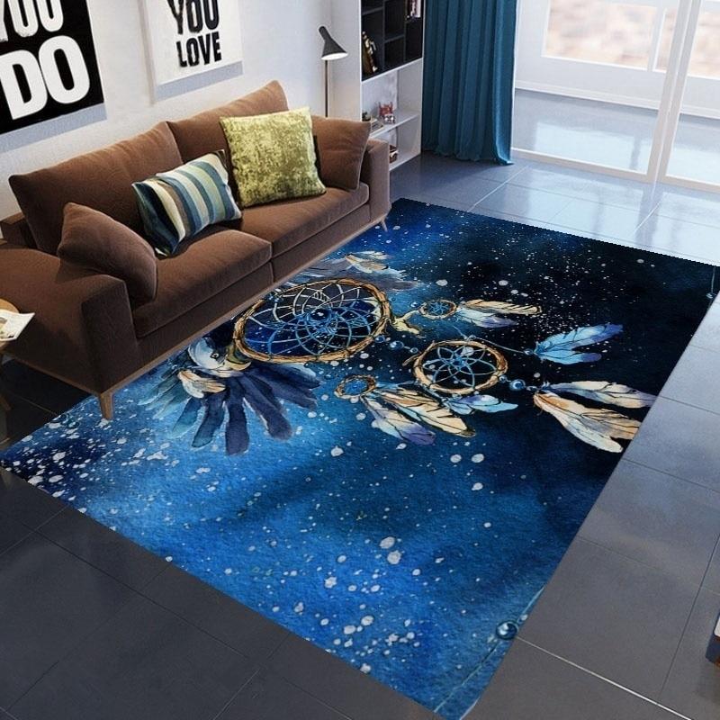 Dream Catcher Large Carpets Soft Blue Area Rug Anti-slip Bald Eagle Rectangle Floor Mat Bohemia Home Decor Tapete