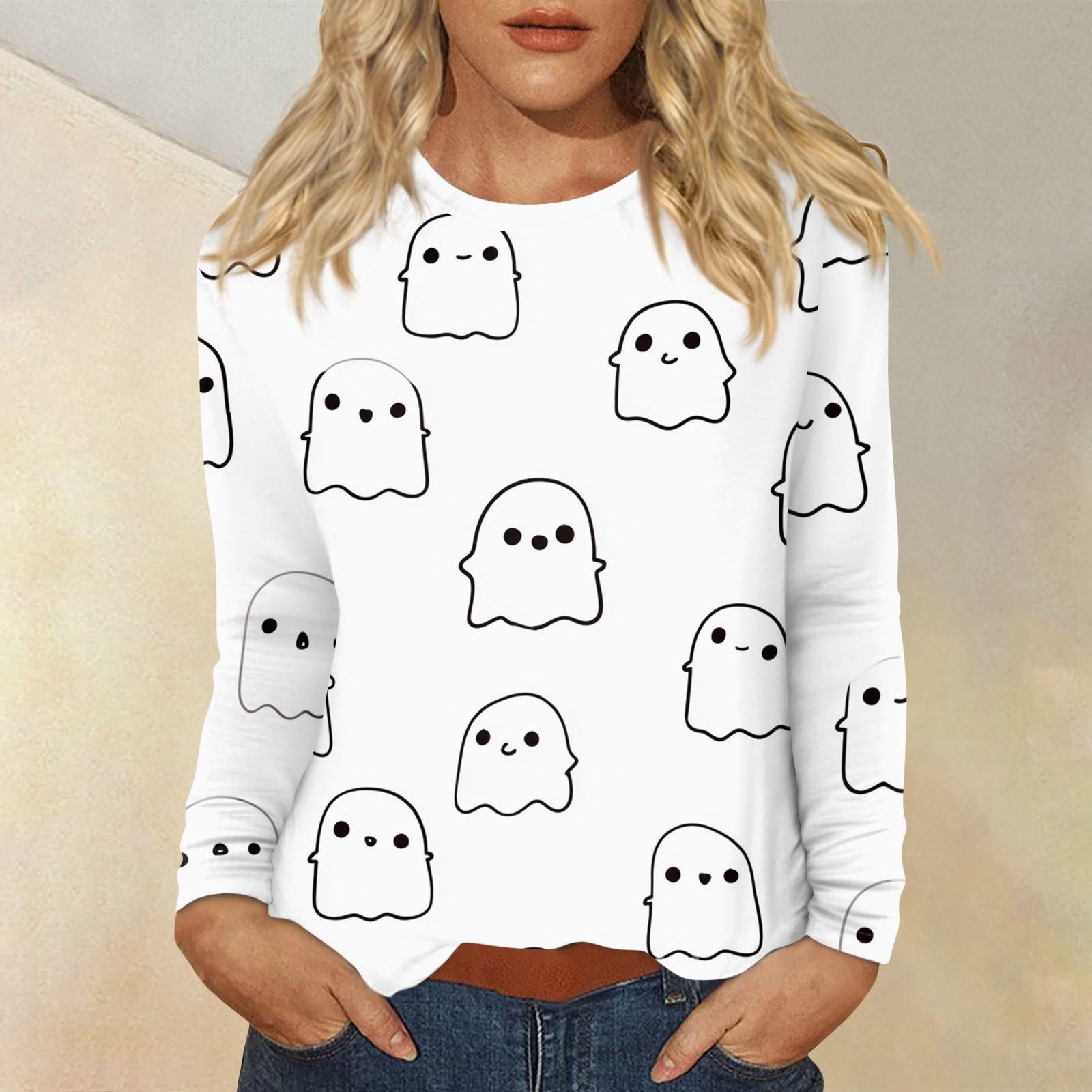 

Женский повседневный топ с длинным рукавом и принтом, с круглым вырезом XL белый