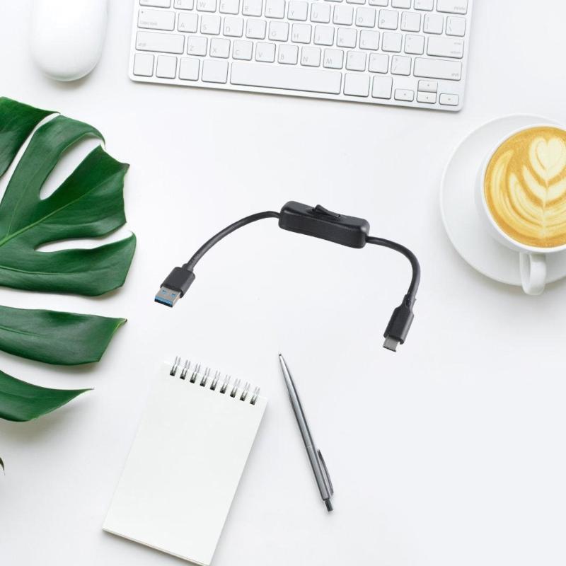 30/50cm USB 3.0 auf Typ C Verlängerungskabel Stecker auf Stecker Netzteil Ladekabel mit Netzschaltern für LED-Licht