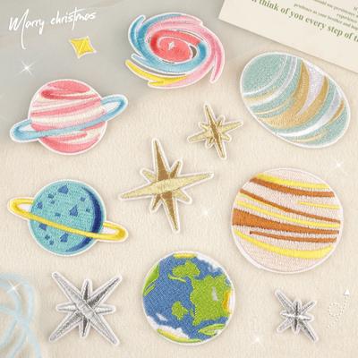 Embroidery Label Luggage Accessories Embroidery Sticker Badge Patch Sticker Clothing Accessories Planet Patch Korean Cloth Sticker