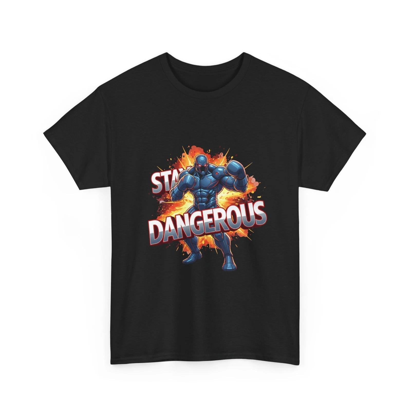 Stay Dangerous Graphic T-Shirt | Superhero Muscle Character Explosion Boxing Tee 2XL
